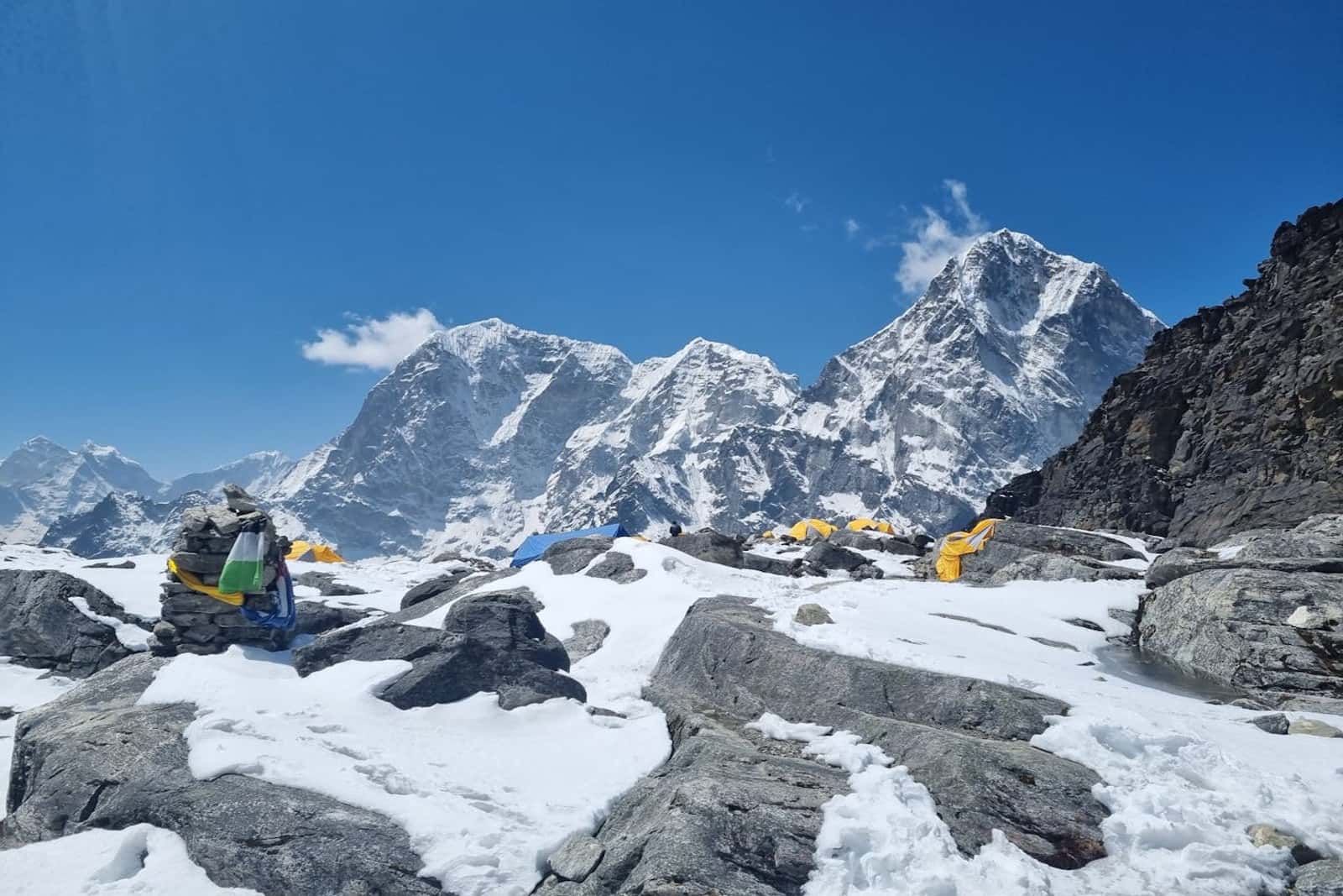 Everest Base Camp: Iconic View with Majestic Peaks and Sky